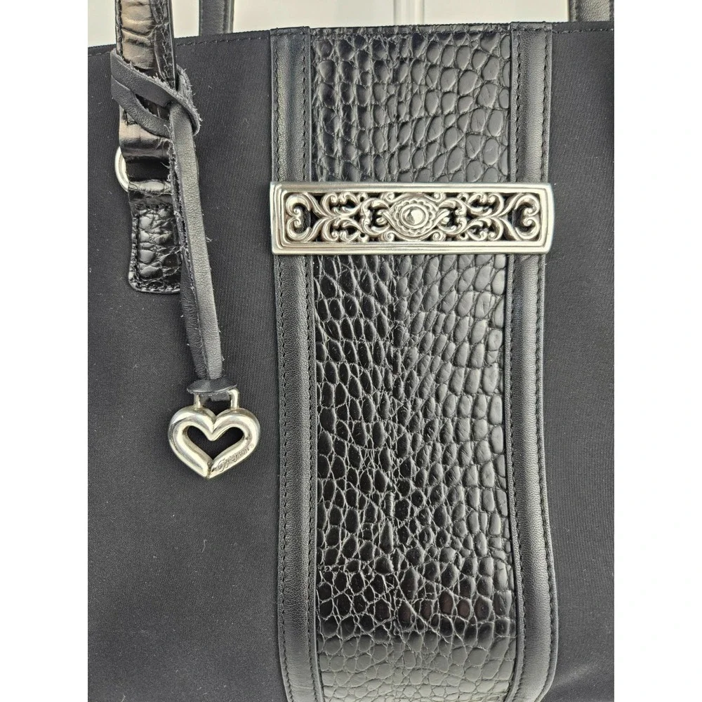 Brighton Matilda Organizer Tote Black Croc Trim‎ Bag w Box Dustbag Charm